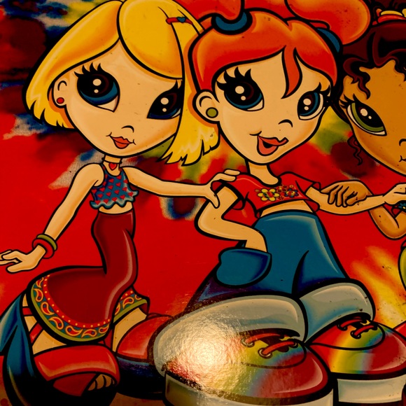 this is a vintage lisa Frank Vintage rare 1990 3 GIRL POWER 2 pocket folder W/NB - Picture 10 of 11